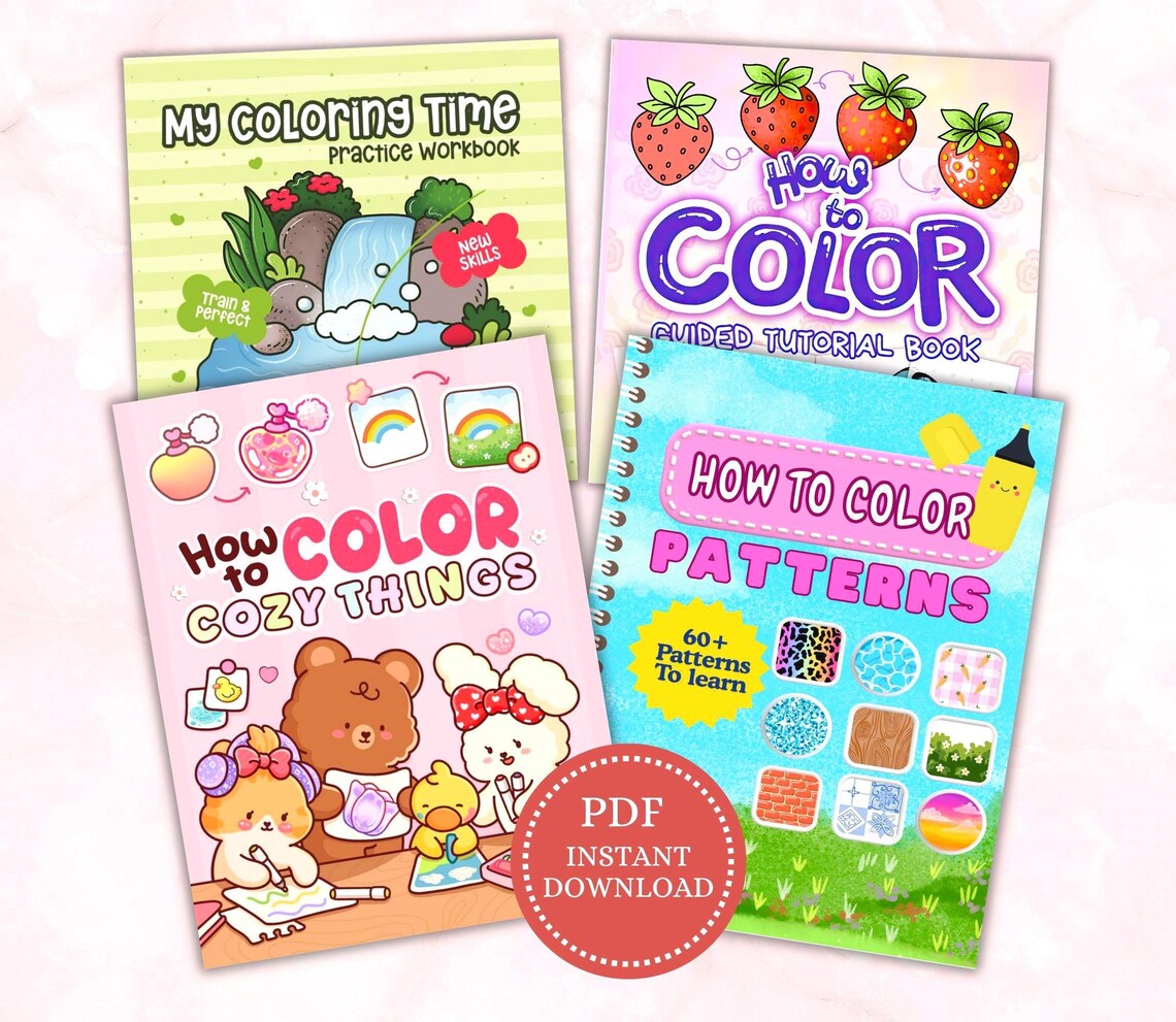How to Color Workbook Bundle, Alcohol Markers Practice Pages, Patterns ...