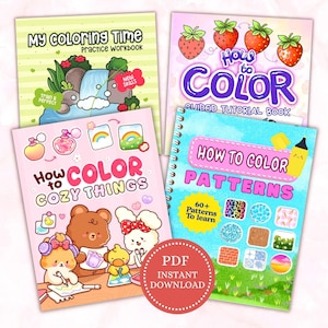 How to Color Workbook Bundle, Alcohol Markers Practice Pages, Patterns Coloring Tutorial.