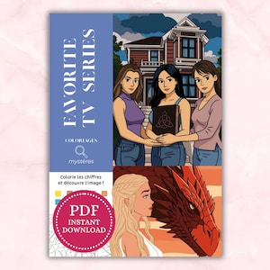 Favorite TV Series Mystery Coloring Book. Movie Color by Number pages. Digital coloring book for adults.