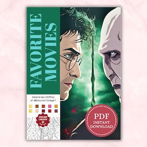 Mystery Coloring Book. Harry Potter Color by Number pages. Digital coloring book for adults and teens.