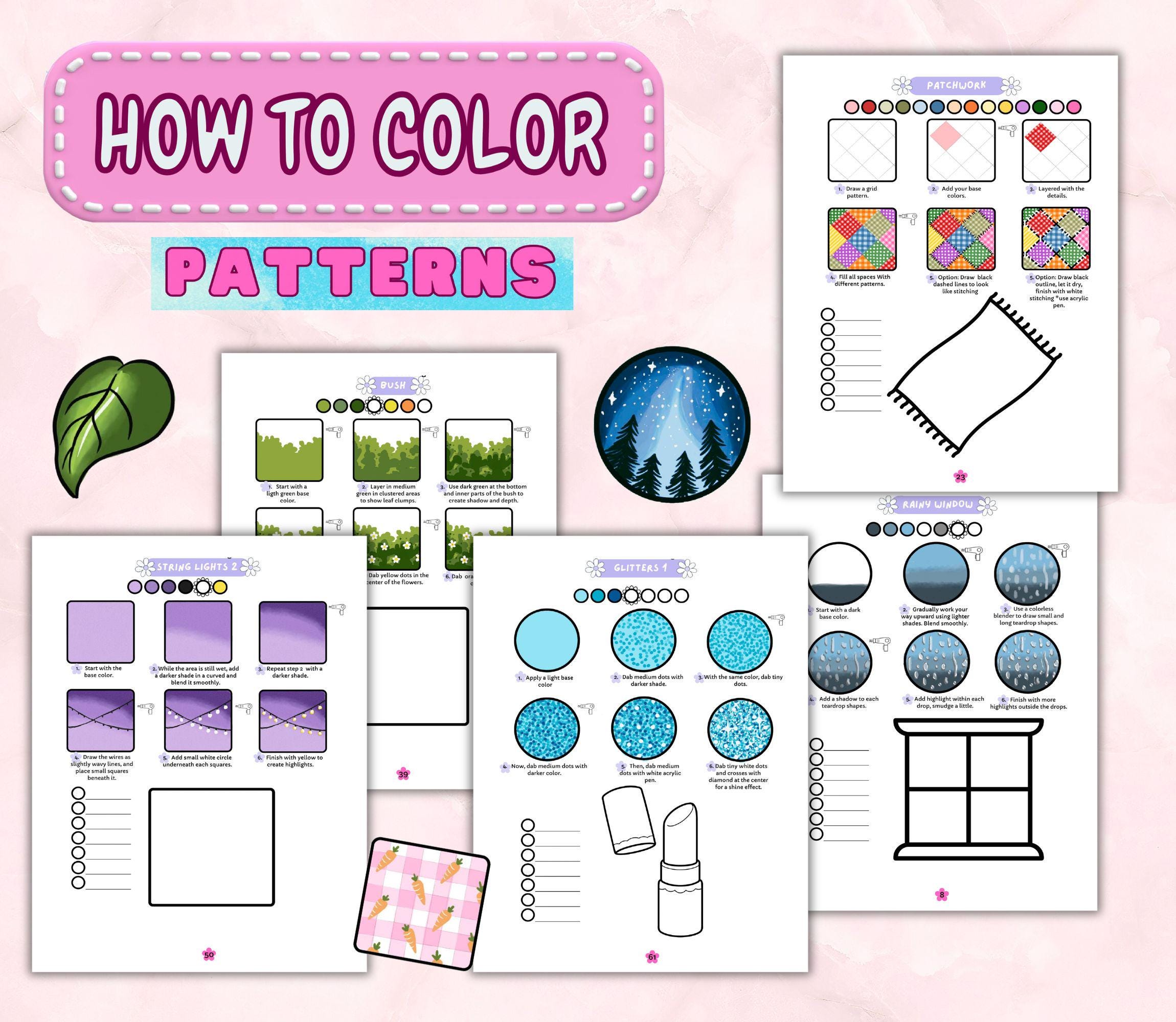 How to Color Workbook Bundle, Alcohol Markers Practice Pages, Patterns ...