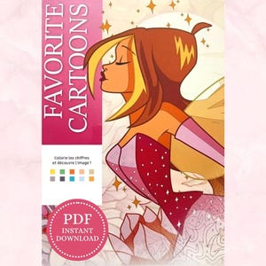 Mystery coloring book. Disney cartoons color by number pages. Digital coloring book for adults.
