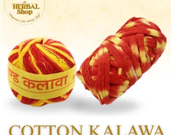 Hilo sagrado rojo y amarillo Moli Kalava / Puja hindú Raksha Sutra / Hilo de algodón auspicioso para la muñeca, rituales y festivales