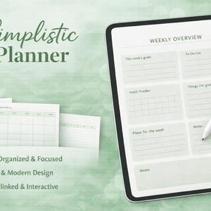 Planificador simplista para iPad / Canva GoodNotes PDF interactivo minimalista