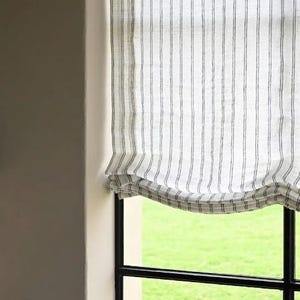 Handcrafted 100% Pure Linen Vertical Stripe Roman Shades with Chain Mechanism image 3