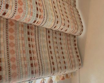 Elegant Striped Roman Blind — Chain Mechanism & Tassel Details