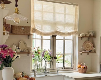 Linen Blend Fabric,Custom Roman Blinds with Chain Mechanism
