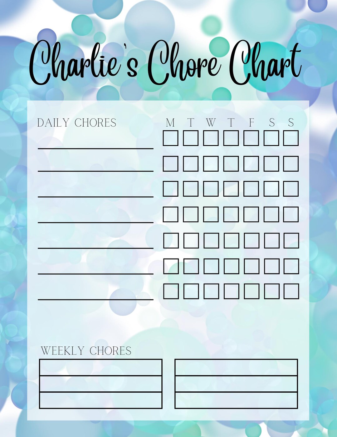 Kids Chore Chart Printable | Editable Kids Reward Chart ...