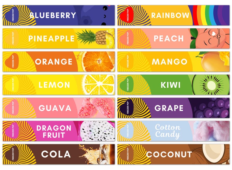 Editable Freezer Pop Labels Canva Template | Ice Pop Packaging Design ...