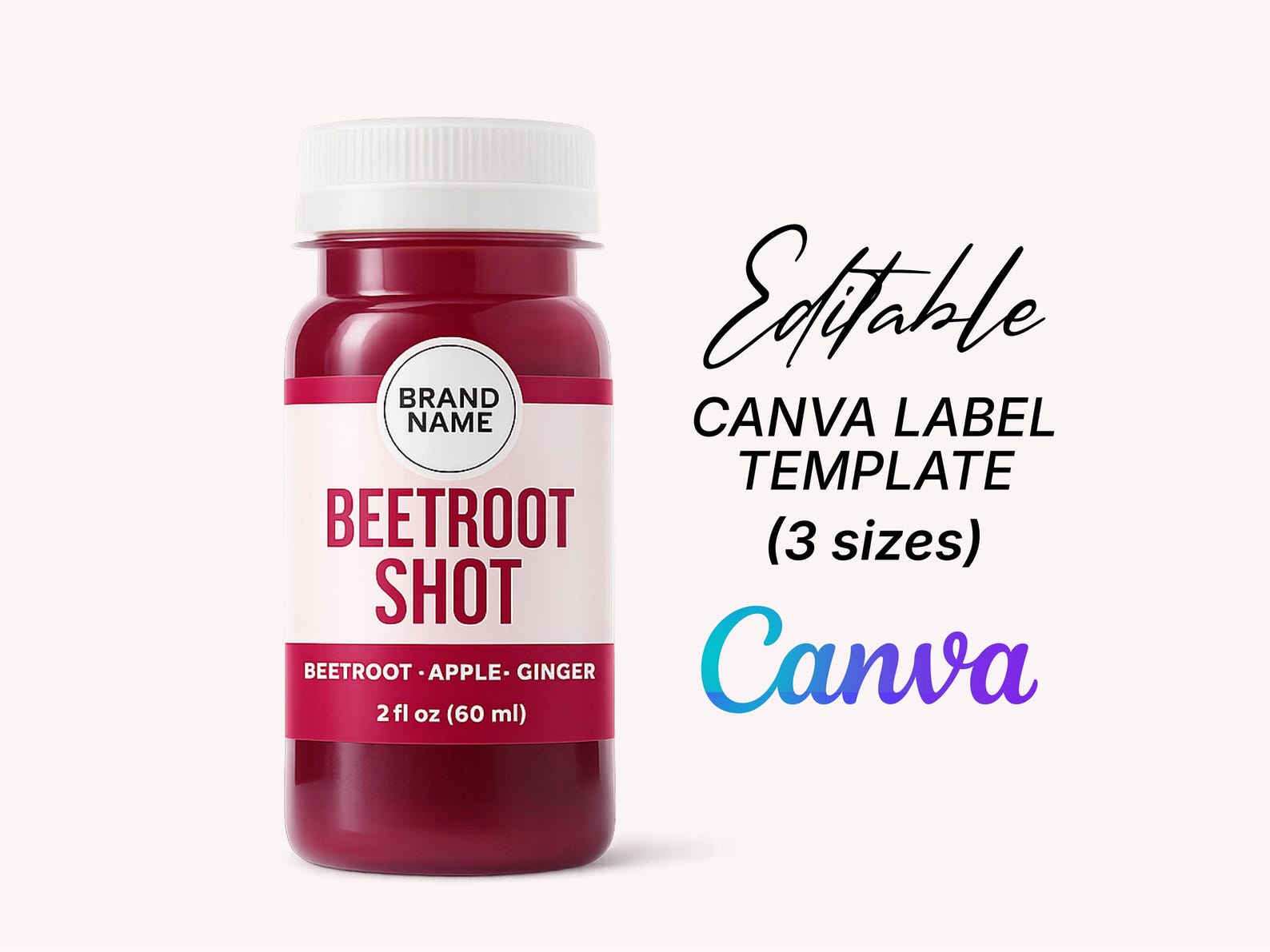 Spent Shot Labels Wellness Shot Label Template Canva | Ginger, Turmeric, Immunity Juice ...