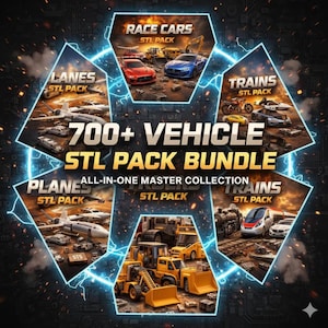 700+ STL Files for 3D Printing Cars, Race Cars, Trucks, Trains & Planes