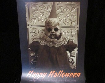 HALLOWEEN PROP Creepy Big Poster Horror Prop Curiosity Freaky Baby Doll Scary Zombie Limited Prints Lorcheenas on Etsy