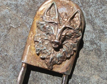 Bohemian FOXY LION Key Fob Pin Large Key Purse Attachment  Holder Hippie Chic Laundry Pin  Lucky CHARM Hook It Up Detroit Artist/L.Cerrito