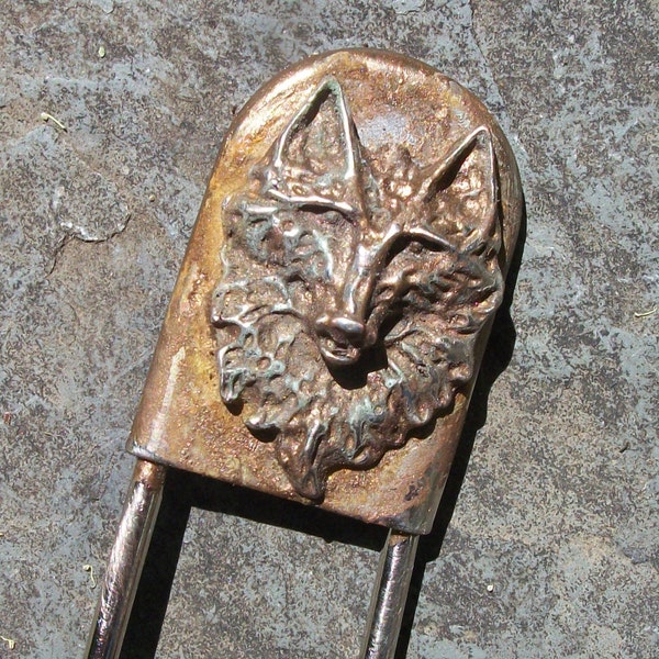 Bohemian FOXY LION Key Fob Pin Large Key Purse Attachment  Holder Hippie Chic Laundry Pin  Lucky CHARM Hook It Up Detroit Artist/L.Cerrito