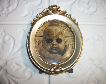 Horror Prop Creepy Party Boy Unusual Curiosity Odd Dark Art Small Framed Photo Original   Artist/L.Cerrito NIB