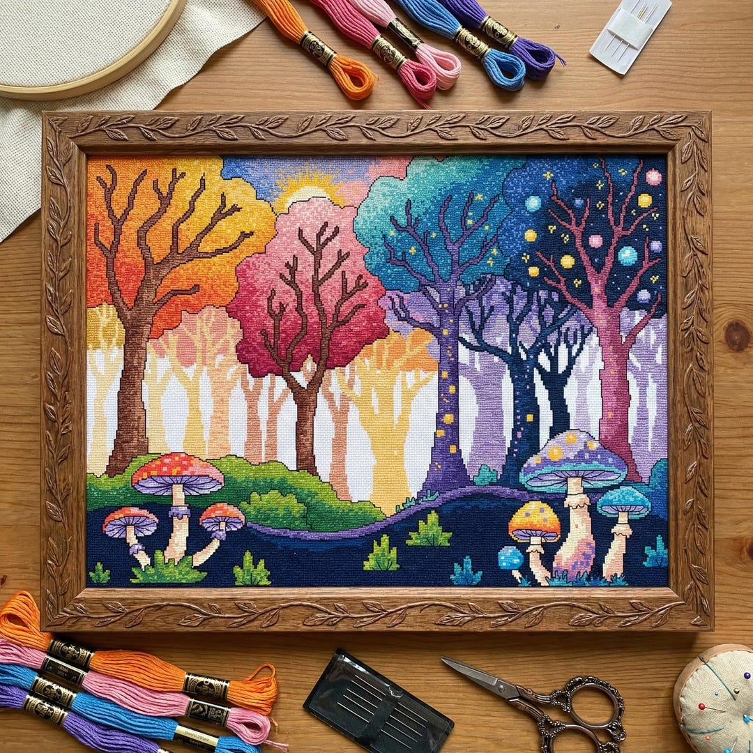 Four Seasons Enchanted Forest – Cross Stitch Pattern PDF - Etsy