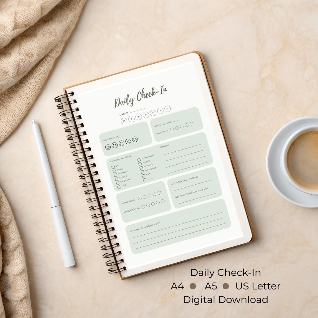 Self Check In Journal Daily Check-in Printable NL | Daily Self-reflection | A4 & A5 | Digital ...