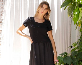 90s short sleeve midi dress