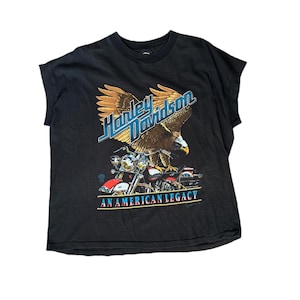 Harley Davidson, Single Stitch Vintage Tee, Made in USA, Eagle Graphic Tee, Size Large
