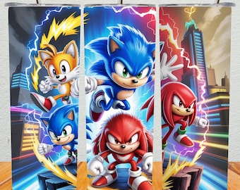 Sonic Heroes Tumbler Wrap PNG | 20oz Cartoon Design (Digital Download)