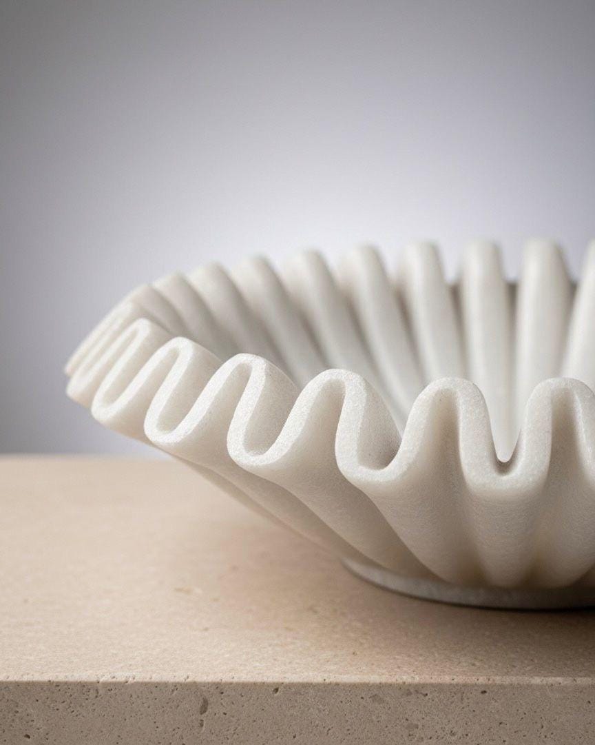 Handcrafted White Marble Ruffle Bowl, Luxury Centerpiece (12 Inch) - Etsy