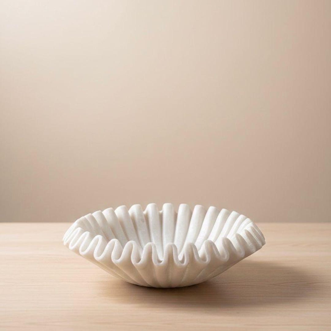 Handcrafted White Marble Ruffle Bowl, Luxury Centerpiece (12 Inch) - Etsy