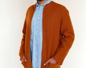 Men Long wool cardigan jacket, Whisky Outerwear luxury coat, Organic gift