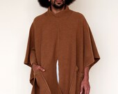 Outerwear wool poncho, Felted merino wool cape