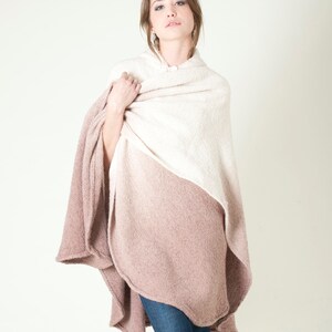 Lagenlook hooded poncho, Cloak with hood, Hooded Cape Coat Ruana, Women's cape Poncho wrap, Outerwear hand woven ombre dyed merino wool