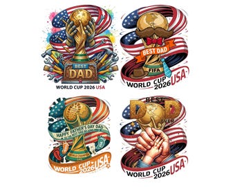 Diseño PNG de un padre aficionado al fútbol del Mundial 2026, Estados Unidos, Canadá y México (descarga instantánea).