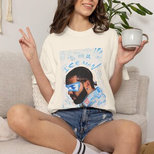 Camiseta gráfica Drake Iceman, camiseta con estilo de aerografía artística, merchandising de música hip hop, ropa para fans de OVO, camiseta de graffiti, regalo para fans de la música imagen 4