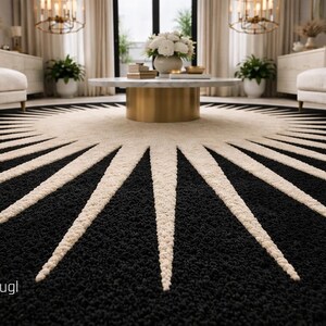 modern hand tufted round rug close texture view wool carpet