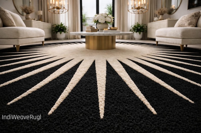 modern hand tufted round rug close texture view wool carpet