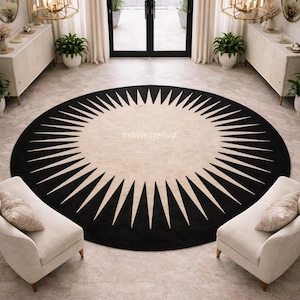 luxury modern circle rug black beige minimalist interior