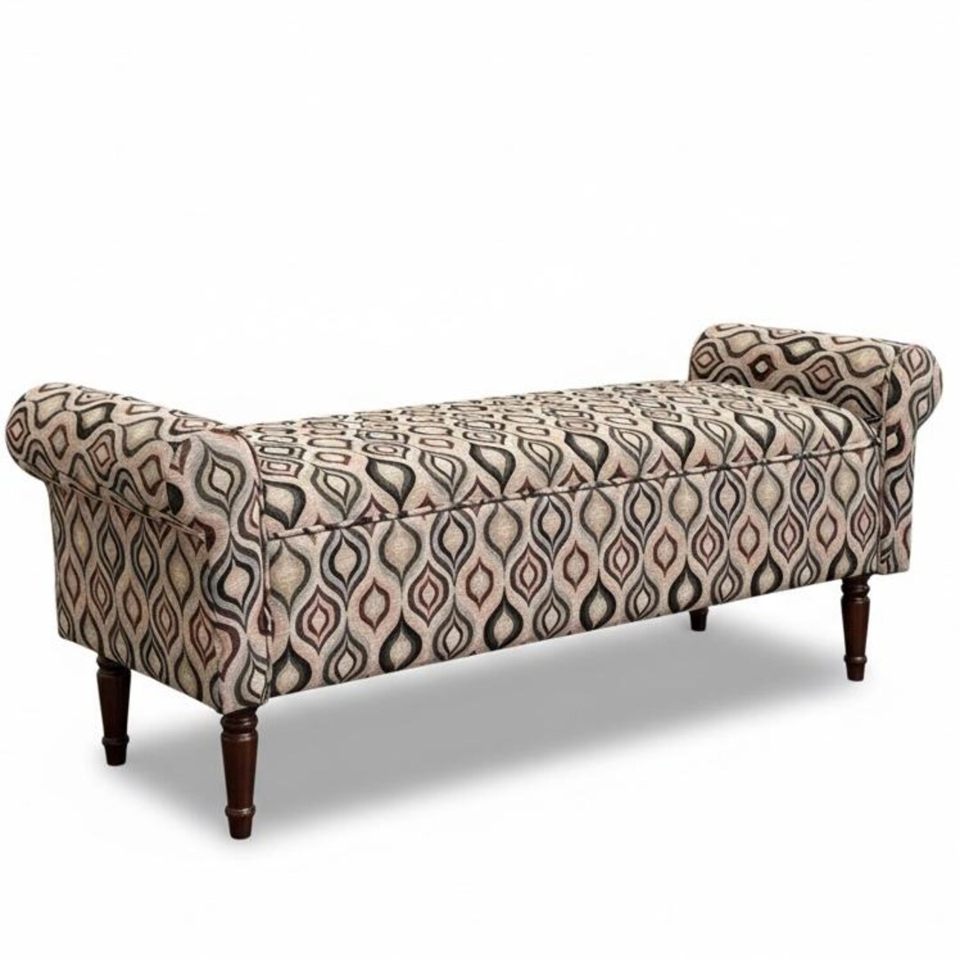 Custom Upholstered Bench With Rolled Arms - Etsy