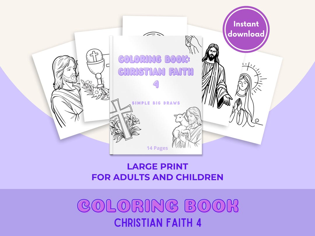 Digital Coloring Book | Printable Book Christian Faith 4 — A4 Pages ...