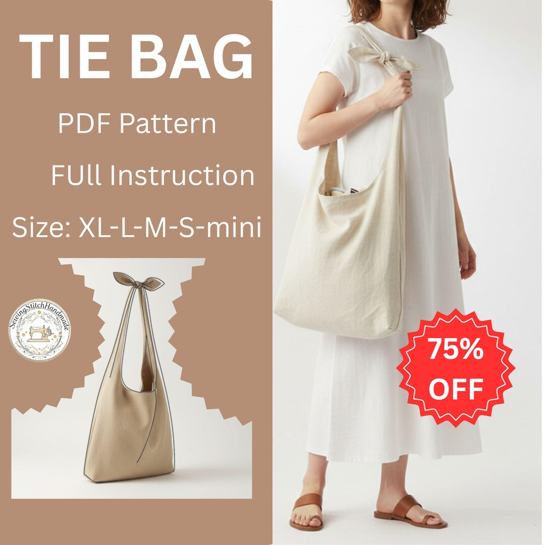 Tie Bag Sewing Pattern PDF | Japanese Knot Style Bag | Reusable Fabric ...