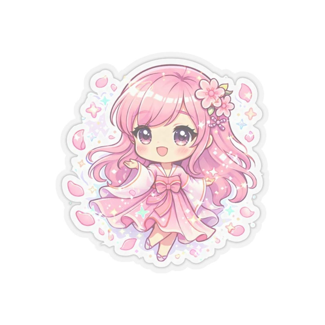 Pink Chibi Girl Sticker | Kiss-cut Vinyl Sticker, Kawaii Anime - Etsy UK