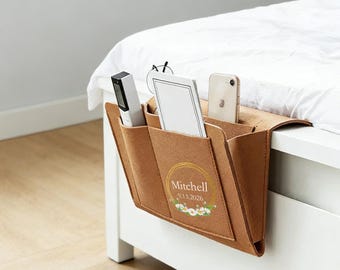 Personalized Felt Bedside Storage Organizer Hanging Pocket Phone Book Magazine Holder Bed Sofa Side Baby Tissue Bag