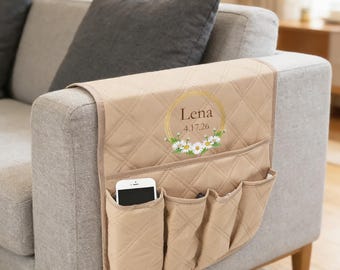 Personalized Sofa Armrest Hanging Bag Bedside Storage Organizer for Remote Control Magazine Newspaper and Miscellaneous Items