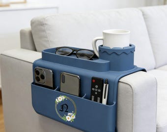 Personalized Sofa Armrest Cup Holder Tray – Silicone Couch Organizer, Coffee Cup Stand, Remote Control Storage, Sofa Side Pocket