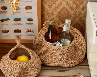 Personalized Hanging Woven Basket – Custom Garlic & Vegetable Wall Organizer, Jute Rustic Farmhouse Kitchen Storage, Handmade Decor