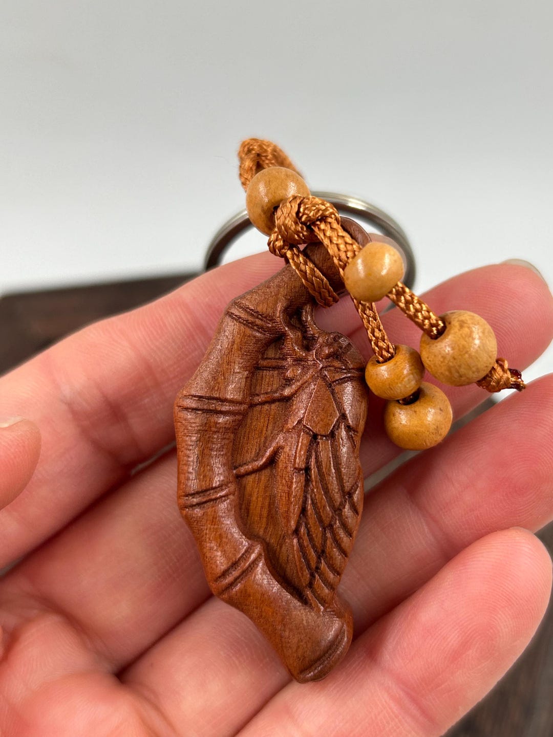 Solid Wood Carved Picada Bamboo Pendant Backpack Car Charm Ornament ...