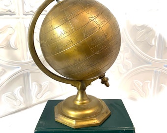 Tabletop globe, brass look, decorative globe, office decor, smoking room decor, library