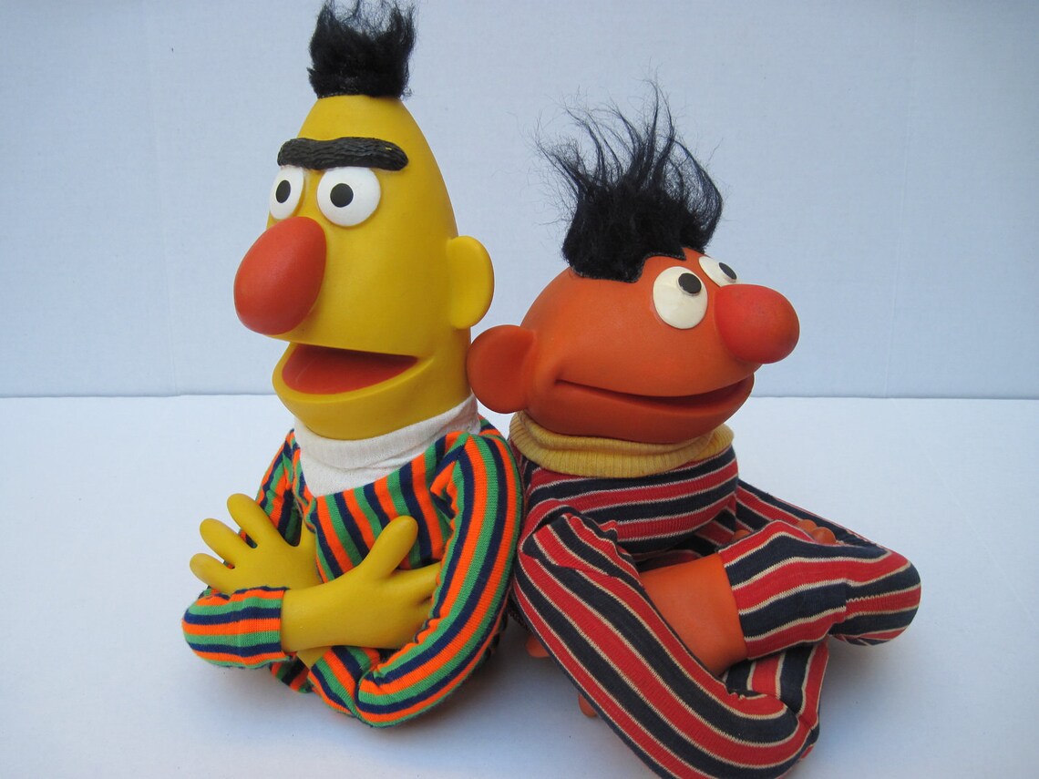 Large hand puppets Sesame street Bert and Ernie | Etsy