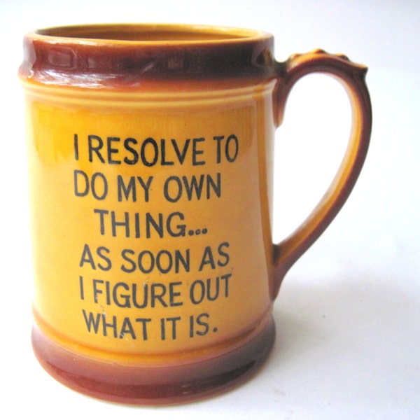 Large vintage coffee mug novelty office decor pencil cup quote