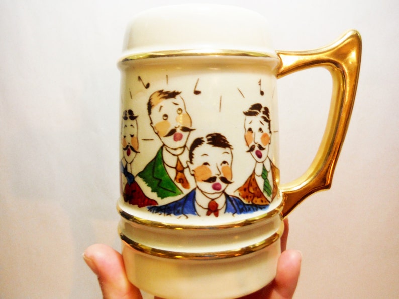 Vintage shaving mug stein quartet mustache hand Etsy