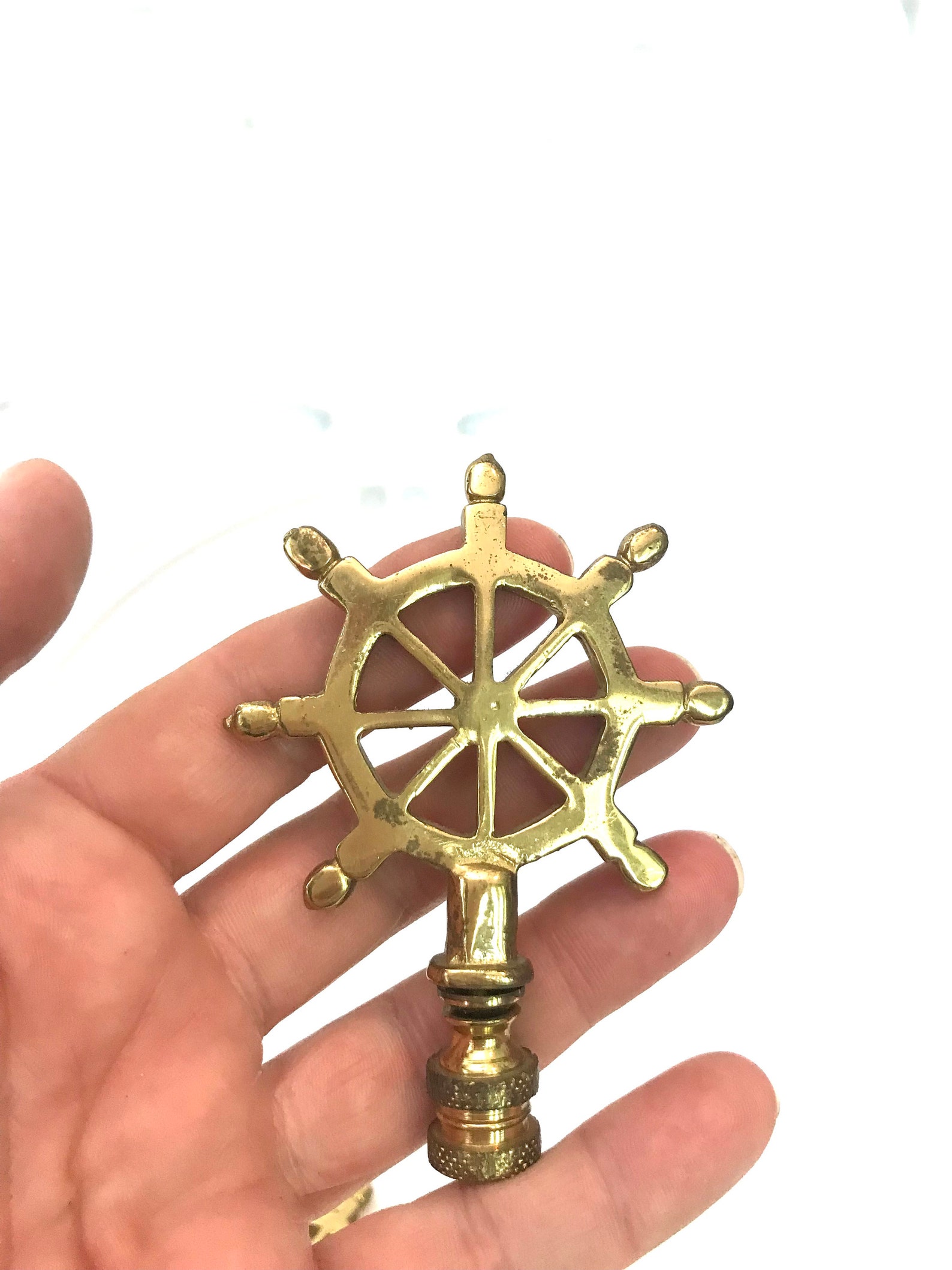 Pair of nautical lamp finials ship's wheel brass finials Etsy