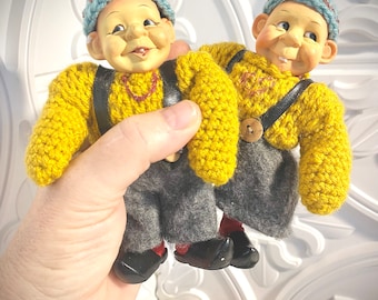 Pair of dolls, boy and girl, Scandinavian dolls, buck teeth, cute dolls, weird dolls, six inch dolls