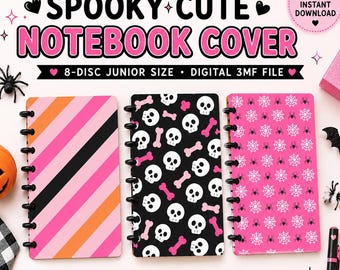 Spooky Halloween Notebook Covers | 3 Designs, Junior Size 8-Disc (Digital 3MF File)